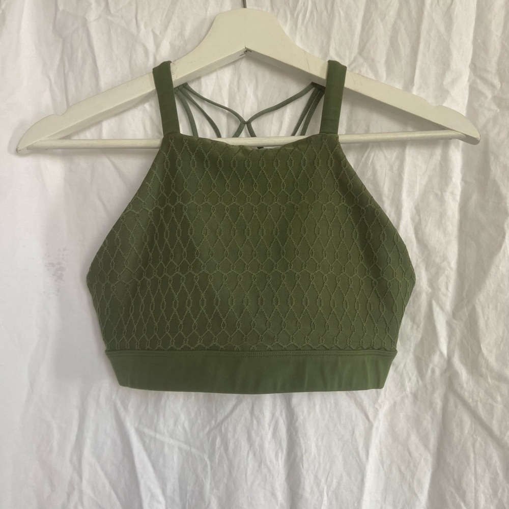 Lorna Jane Army Green High Neck Sport Bra Size Small - Picture 2 of 13